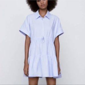 Zara: Oxford Blue Tiered Dress (M)